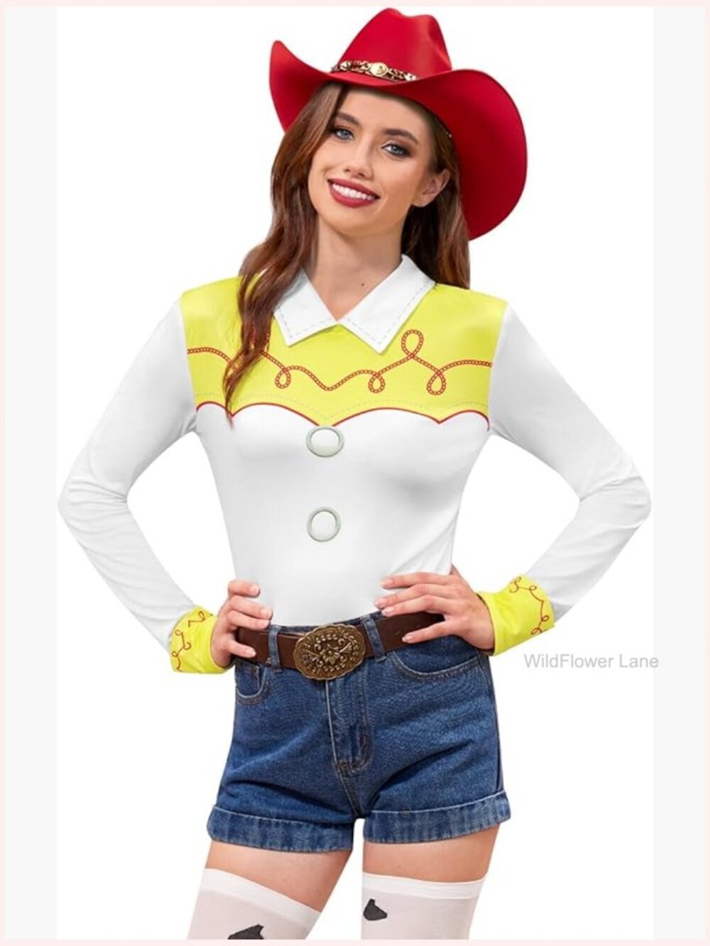 Women's Cowgirl Halloween Costume Top Long Sleeve Slim Fit Western Shirt